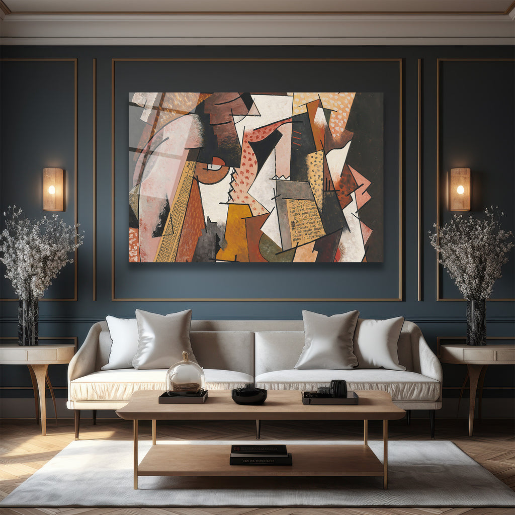 Kübizm Ritmi: Modern Soyut Geometrik Cam Tablo