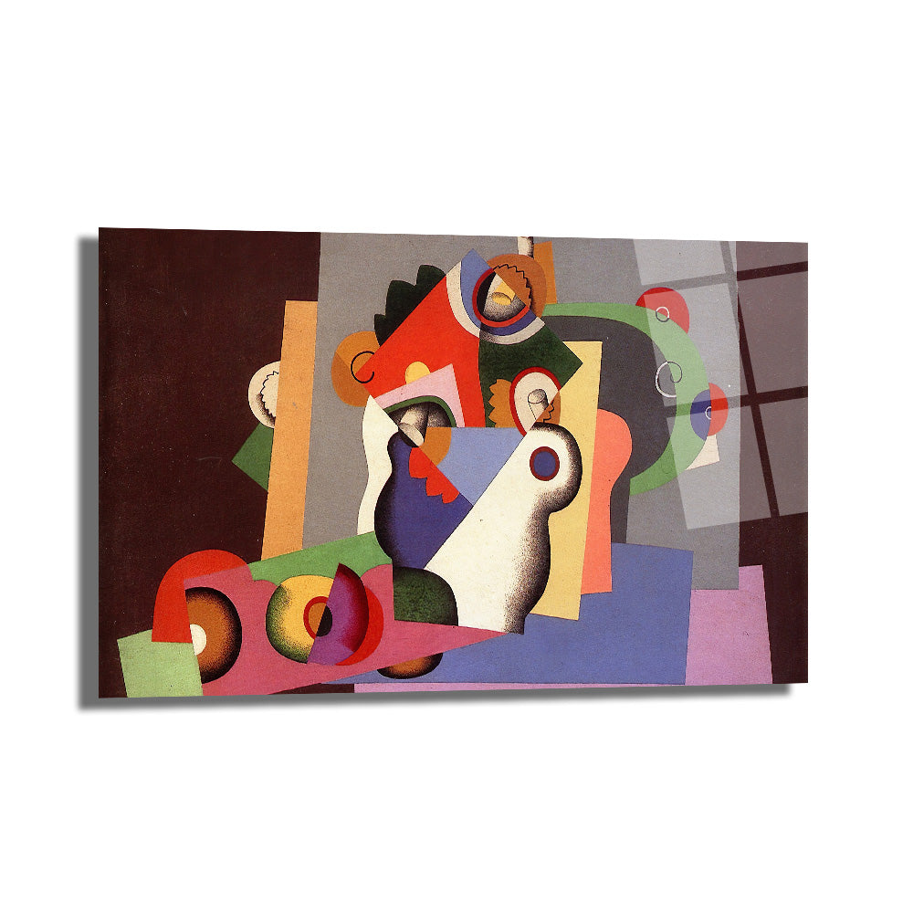 Dinamik Kübist Soyut Sanat Cam Tablo - Glazella Özel Koleksiyon