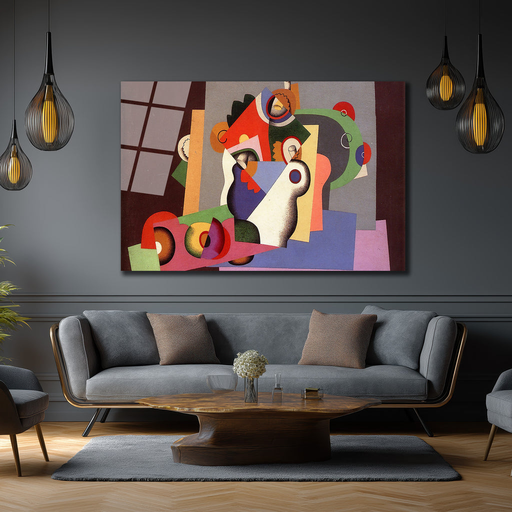 Dinamik Kübist Soyut Sanat Cam Tablo - Glazella Özel Koleksiyon