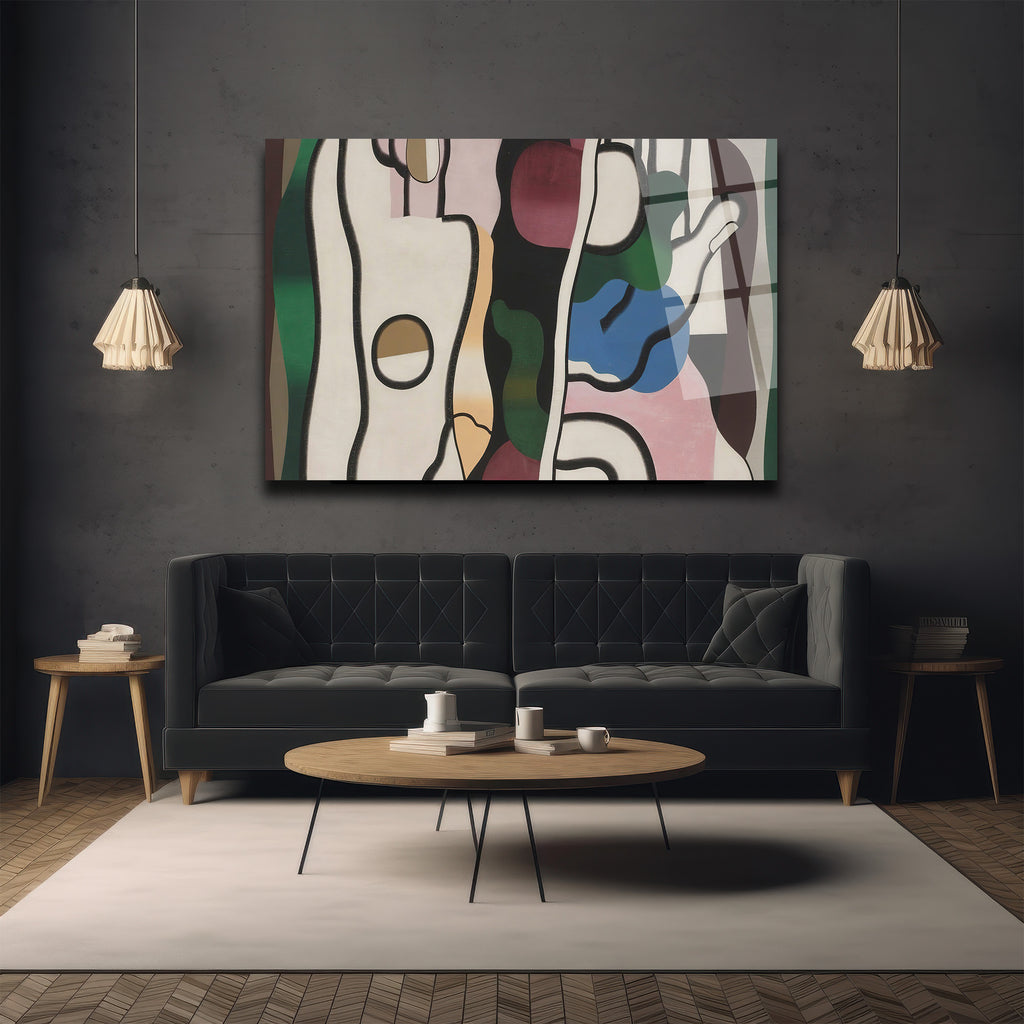 Soyut Figüratif Sanat Eseri Cam Tablo - Modern Ev Dekorasyonu