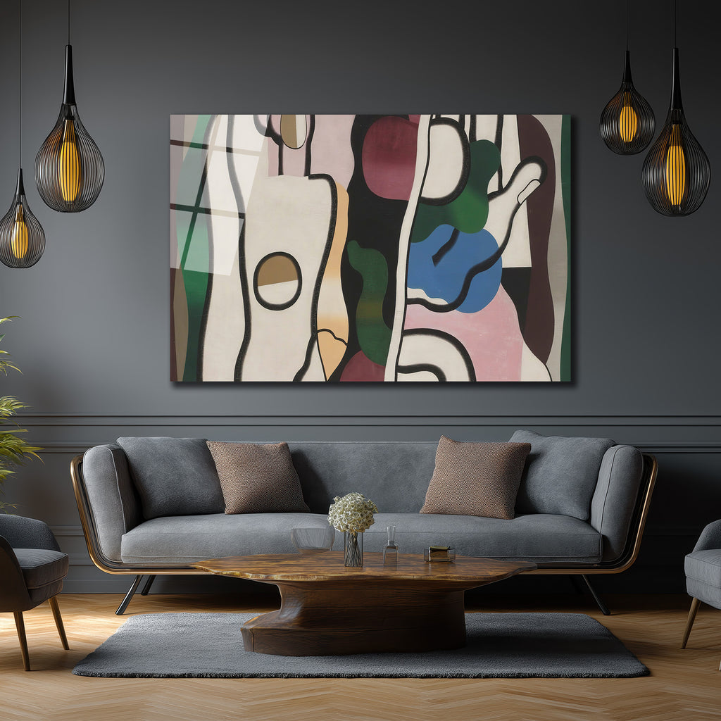 Soyut Figüratif Sanat Eseri Cam Tablo - Modern Ev Dekorasyonu