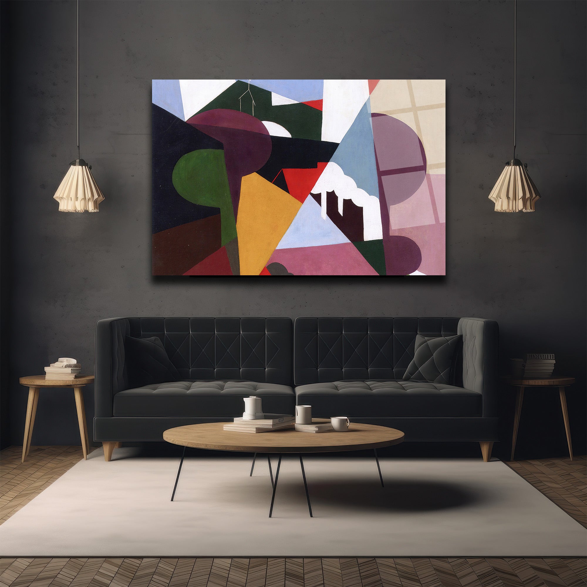 Modern Sanatın Ritmi: Geometrik Soyut Cam Tablo