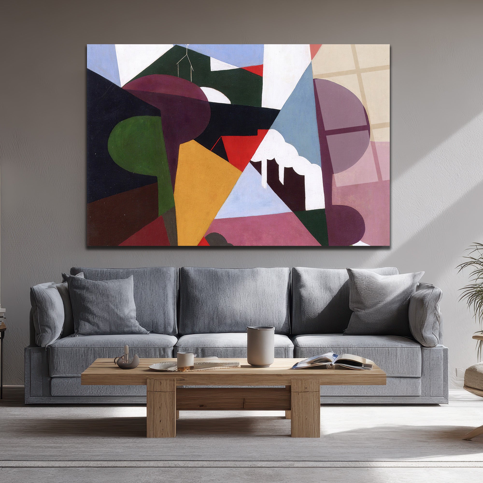Modern Sanatın Ritmi: Geometrik Soyut Cam Tablo
