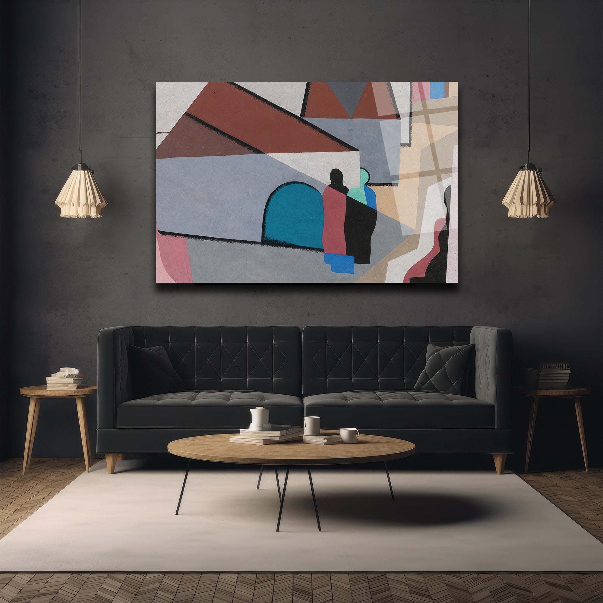 Modern Soyut Figürler Cam Tablo - Glazella Sanat Koleksiyonu