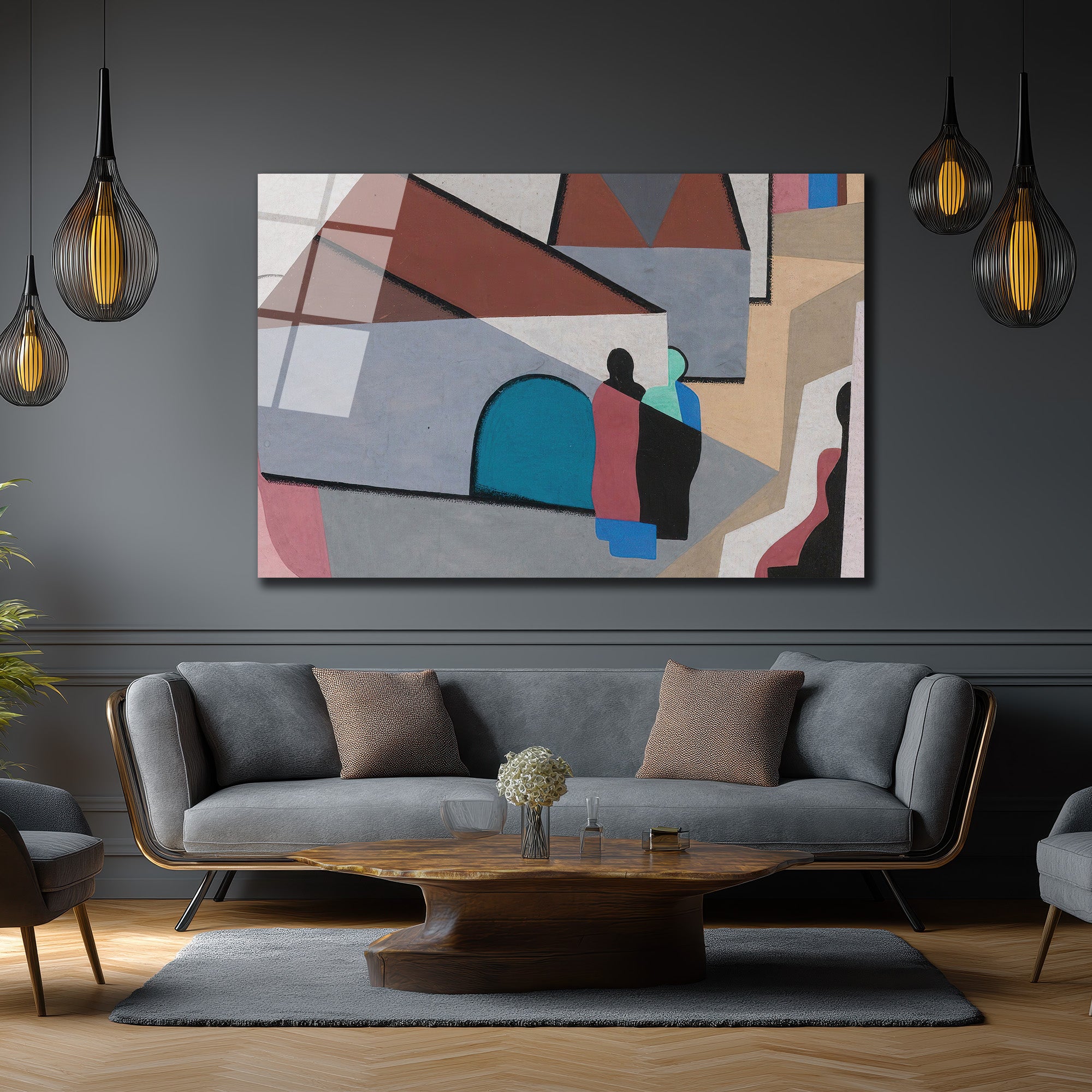 Modern Soyut Figürler Cam Tablo - Glazella Sanat Koleksiyonu