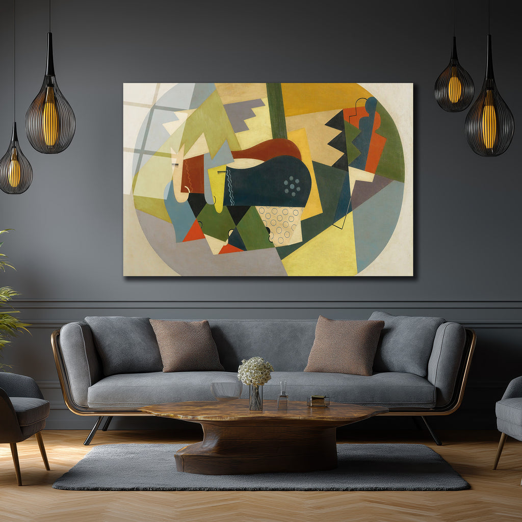 Soyut Geometrik Kompozisyon Cam Tablo - Modern Duvar Sanatı
