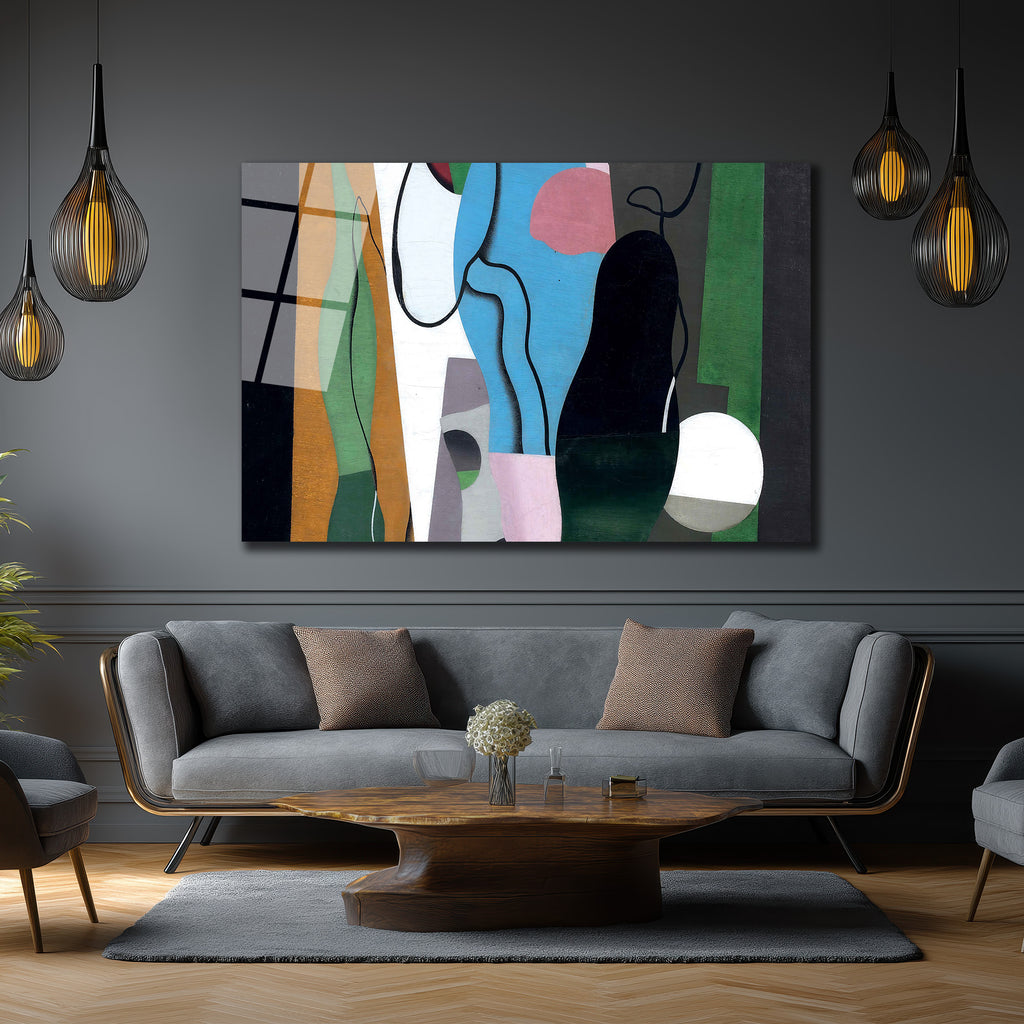 Dinamik Renklerle Modern Soyut Sanat Cam Tablo