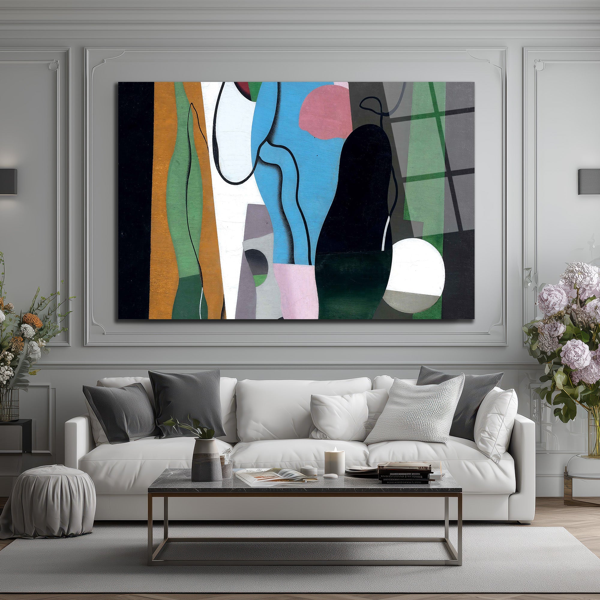 Dinamik Renklerle Modern Soyut Sanat Cam Tablo