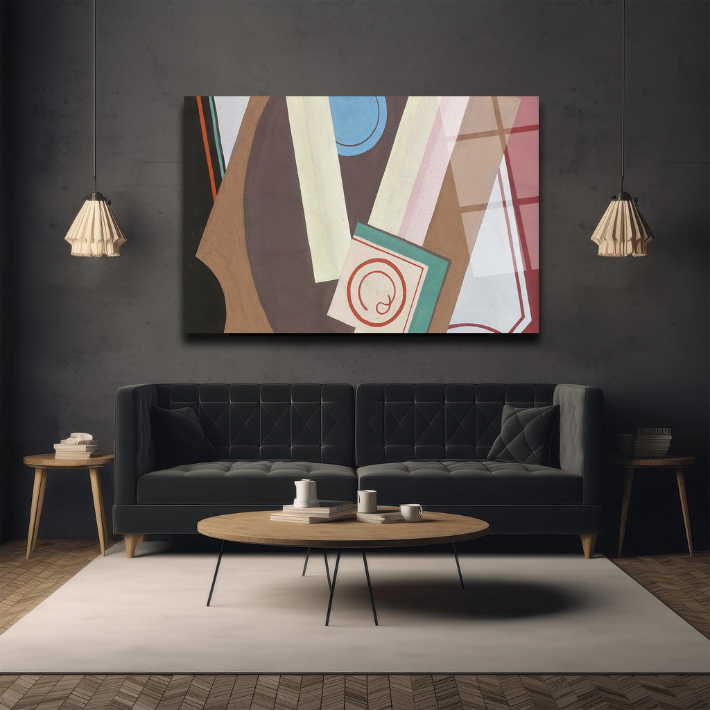 Dinamik Geometrik Soyut Sanat Cam Tablo - Modern Duvar Dekoru