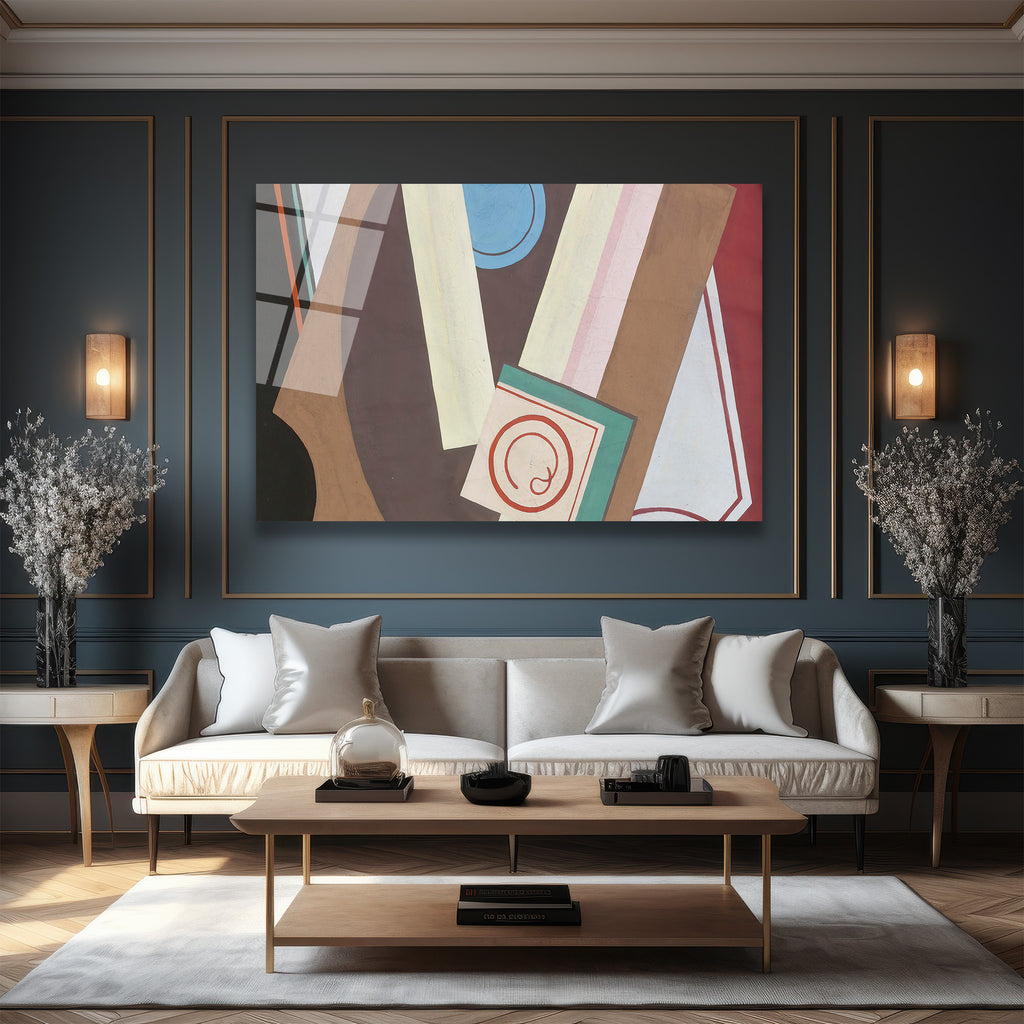Dinamik Geometrik Soyut Sanat Cam Tablo - Modern Duvar Dekoru
