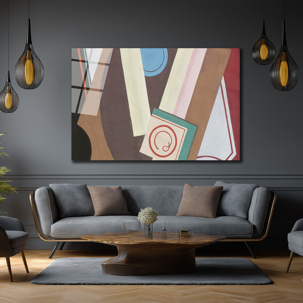 Dinamik Geometrik Soyut Sanat Cam Tablo - Modern Duvar Dekoru