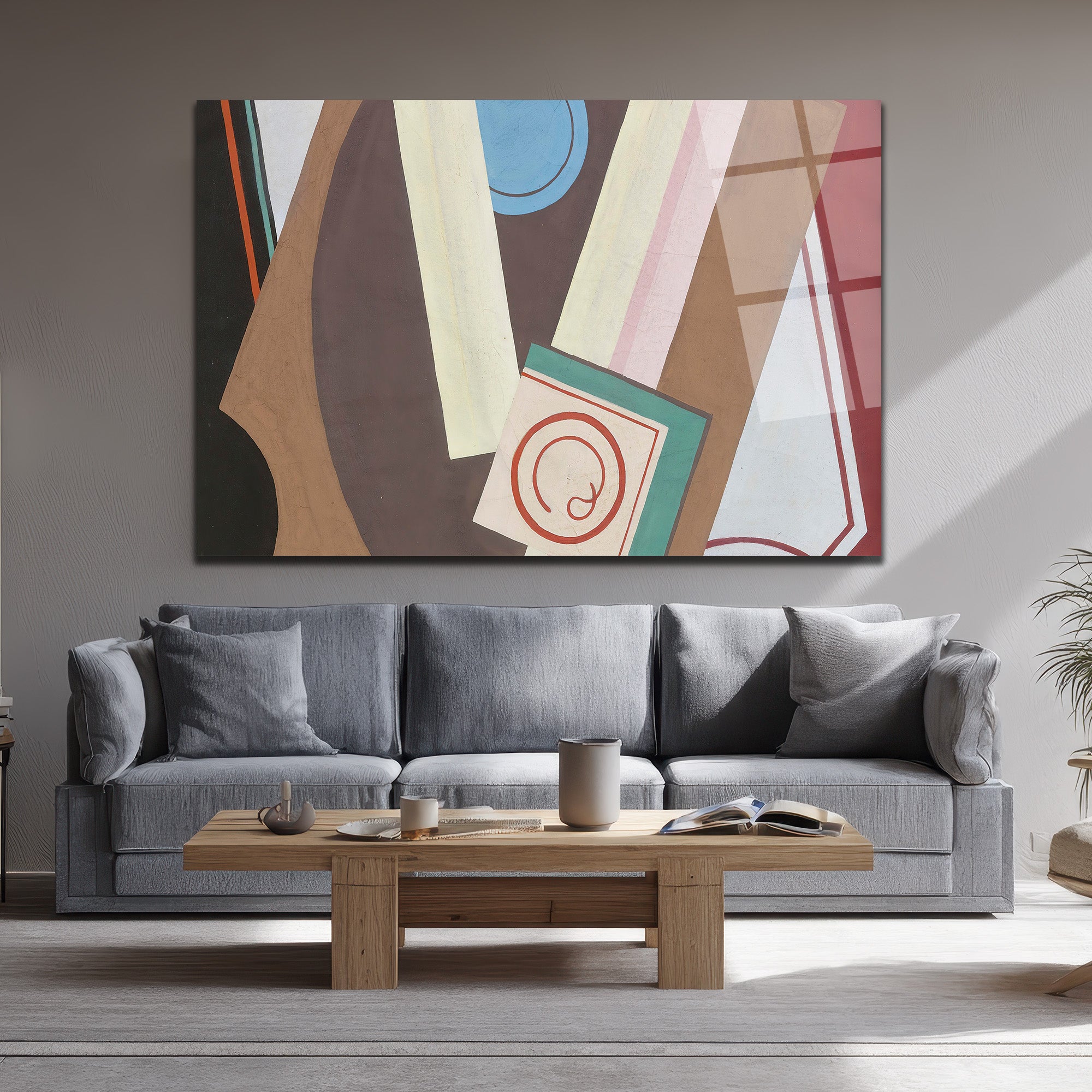 Dinamik Geometrik Soyut Sanat Cam Tablo - Modern Duvar Dekoru