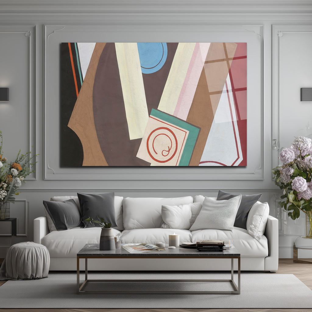 Dinamik Geometrik Soyut Sanat Cam Tablo - Modern Duvar Dekoru