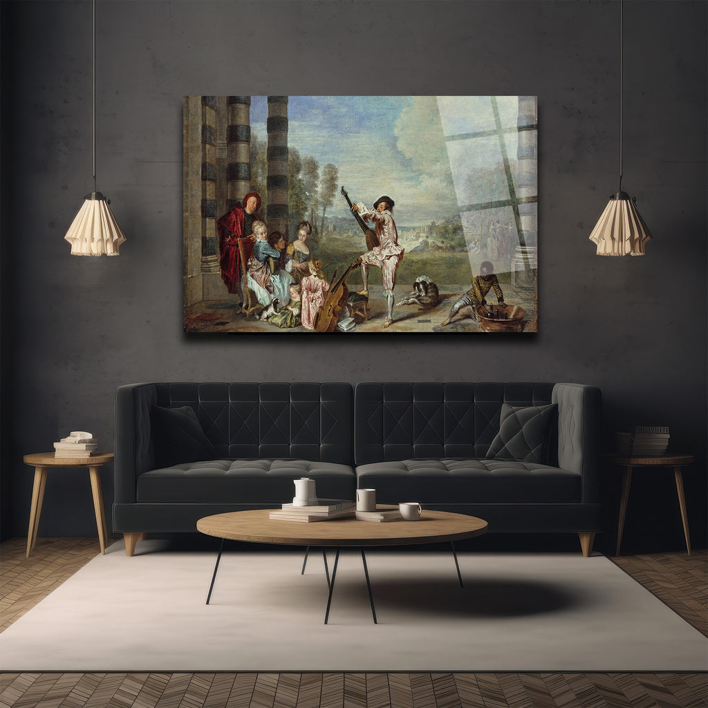 Rococo Zarafeti Müzik Ziyafeti Temalı Cam Tablo