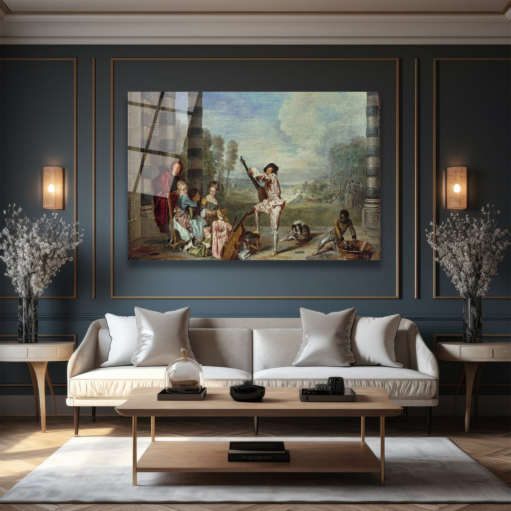 Rococo Zarafeti Müzik Ziyafeti Temalı Cam Tablo