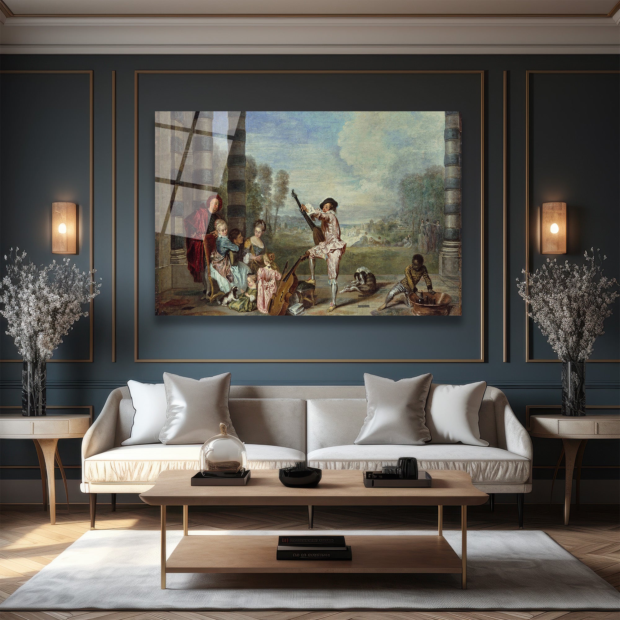 Rococo Zarafeti Müzik Ziyafeti Temalı Cam Tablo