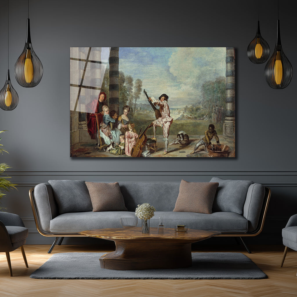 Rococo Zarafeti Müzik Ziyafeti Temalı Cam Tablo