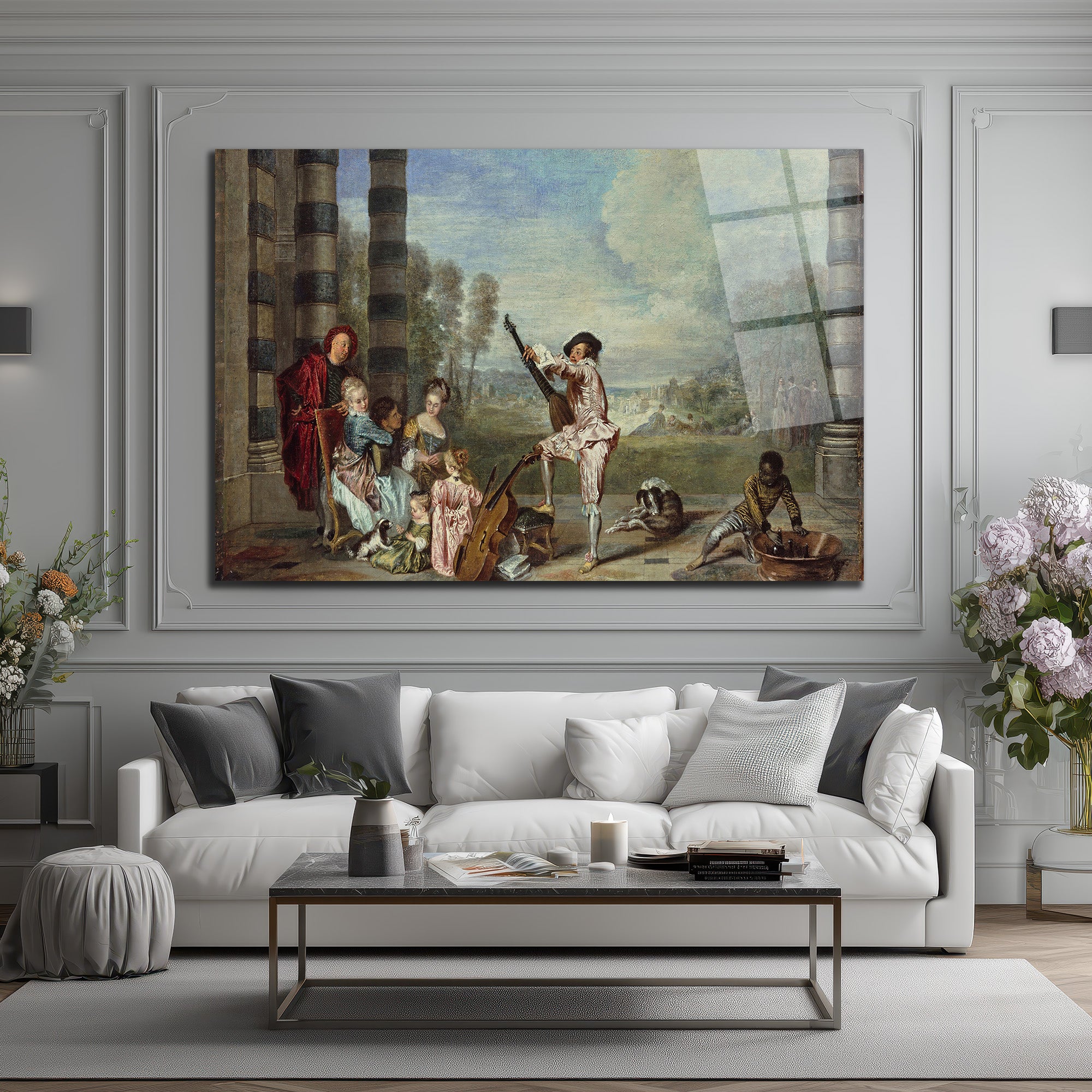 Rococo Zarafeti Müzik Ziyafeti Temalı Cam Tablo