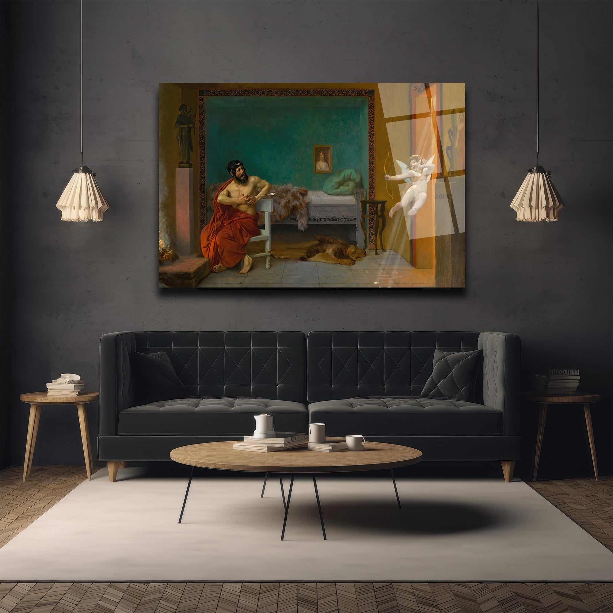 Eros'un Oku Temalı Neoklasik Sanat Cam Tablo
