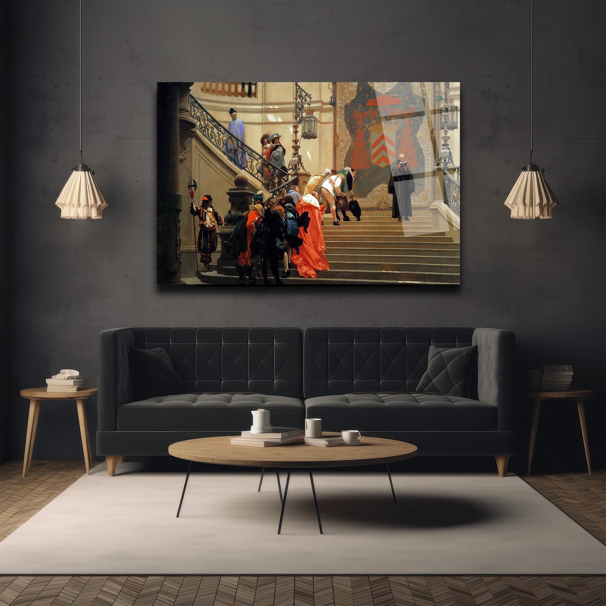 Tarihi Merdivenlerdeki Asil Duruş Cam Tablo