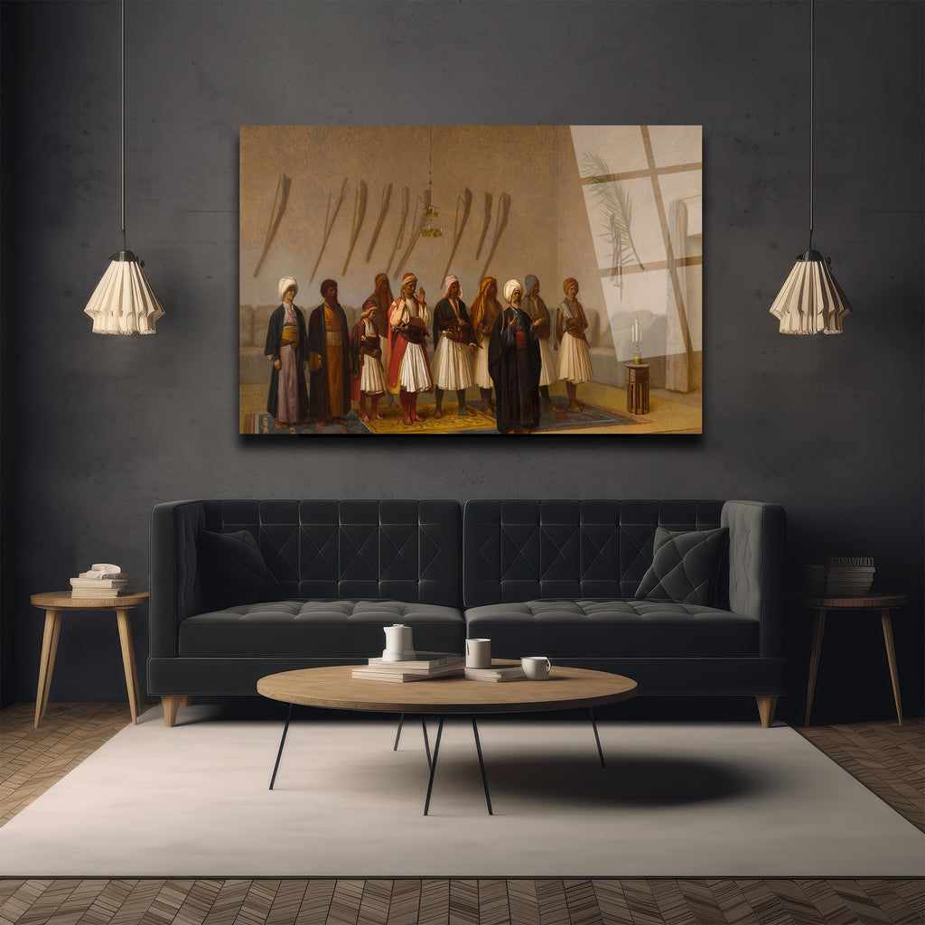 Gizemli Topluluk Cam Tablo - Tarihi Dokunuşlarla Evinize Sanat