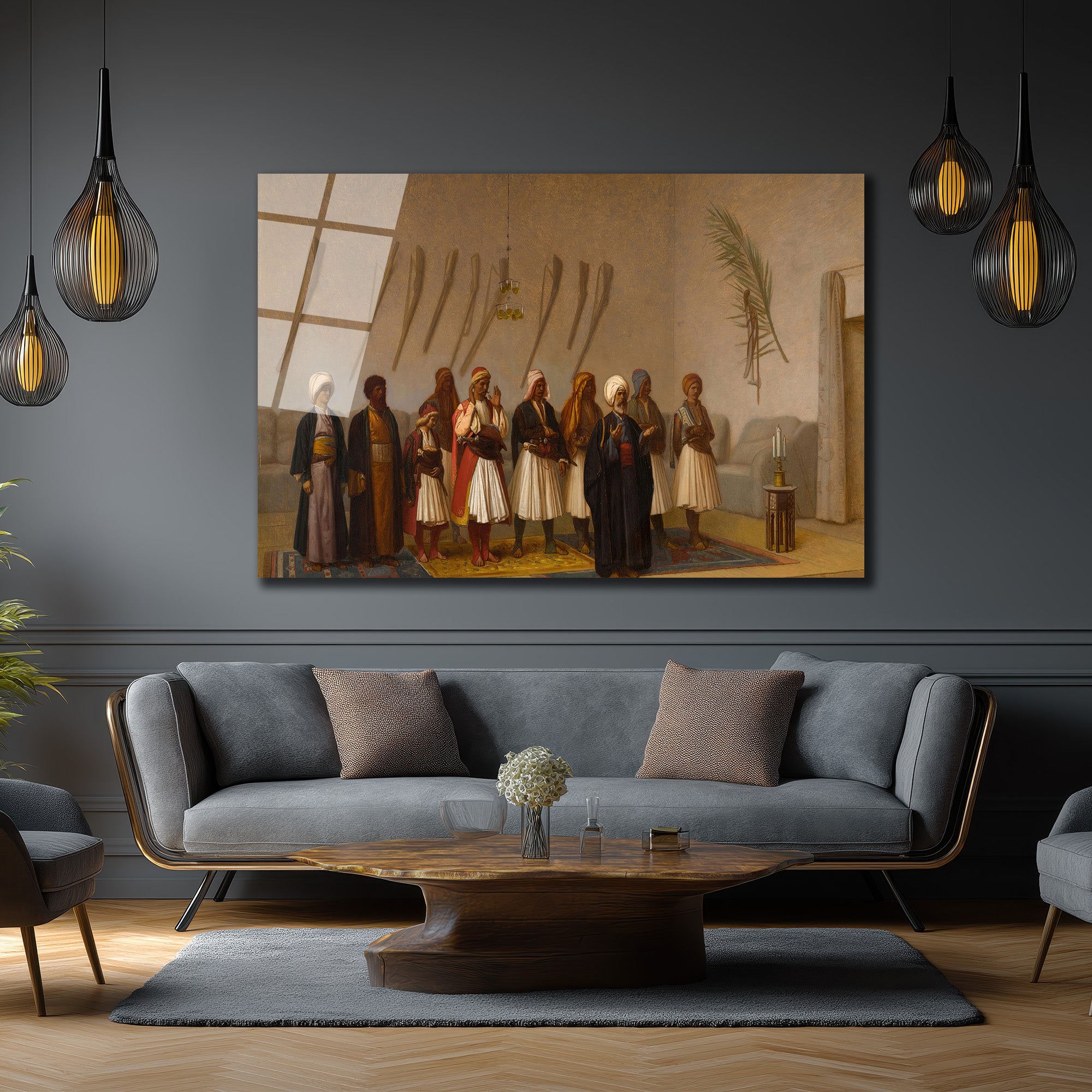 Gizemli Topluluk Cam Tablo - Tarihi Dokunuşlarla Evinize Sanat