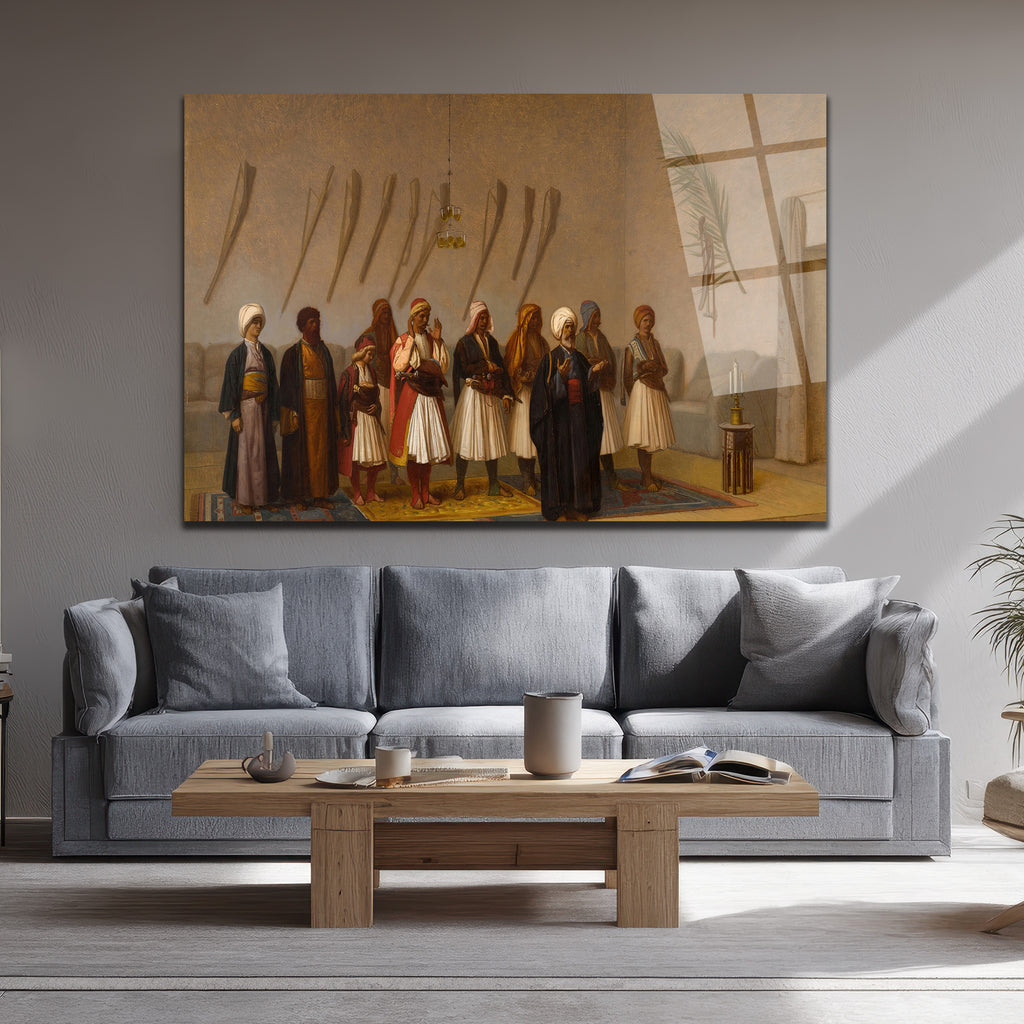 Gizemli Topluluk Cam Tablo - Tarihi Dokunuşlarla Evinize Sanat