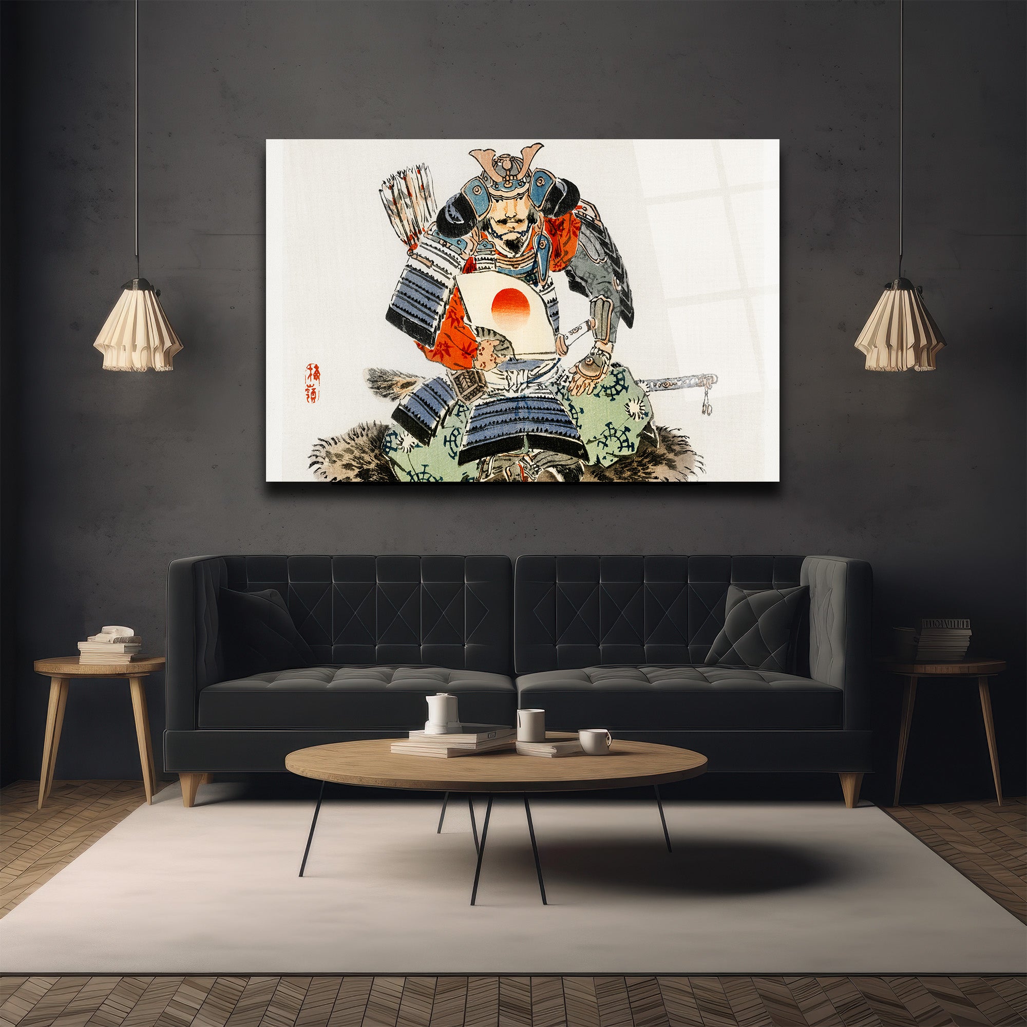 Samuray Savaşçısı Ukiyo-e Japon Sanatı Cam Tablo
