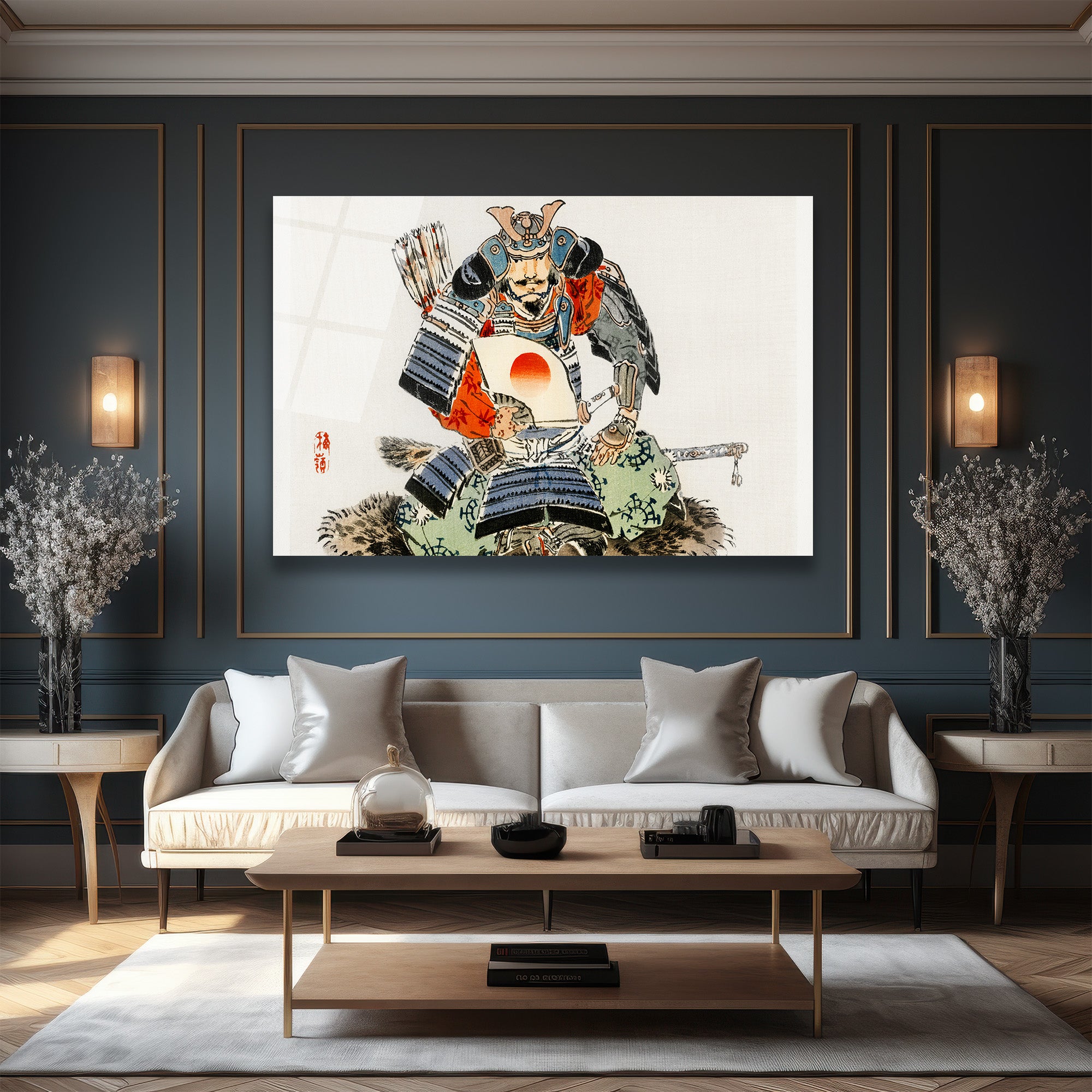 Samuray Savaşçısı Ukiyo-e Japon Sanatı Cam Tablo