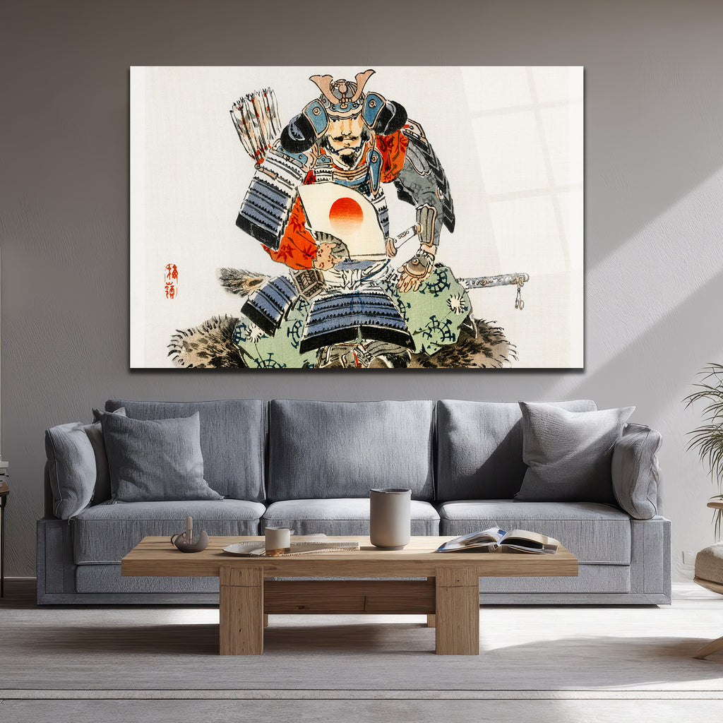 Samuray Savaşçısı Ukiyo-e Japon Sanatı Cam Tablo