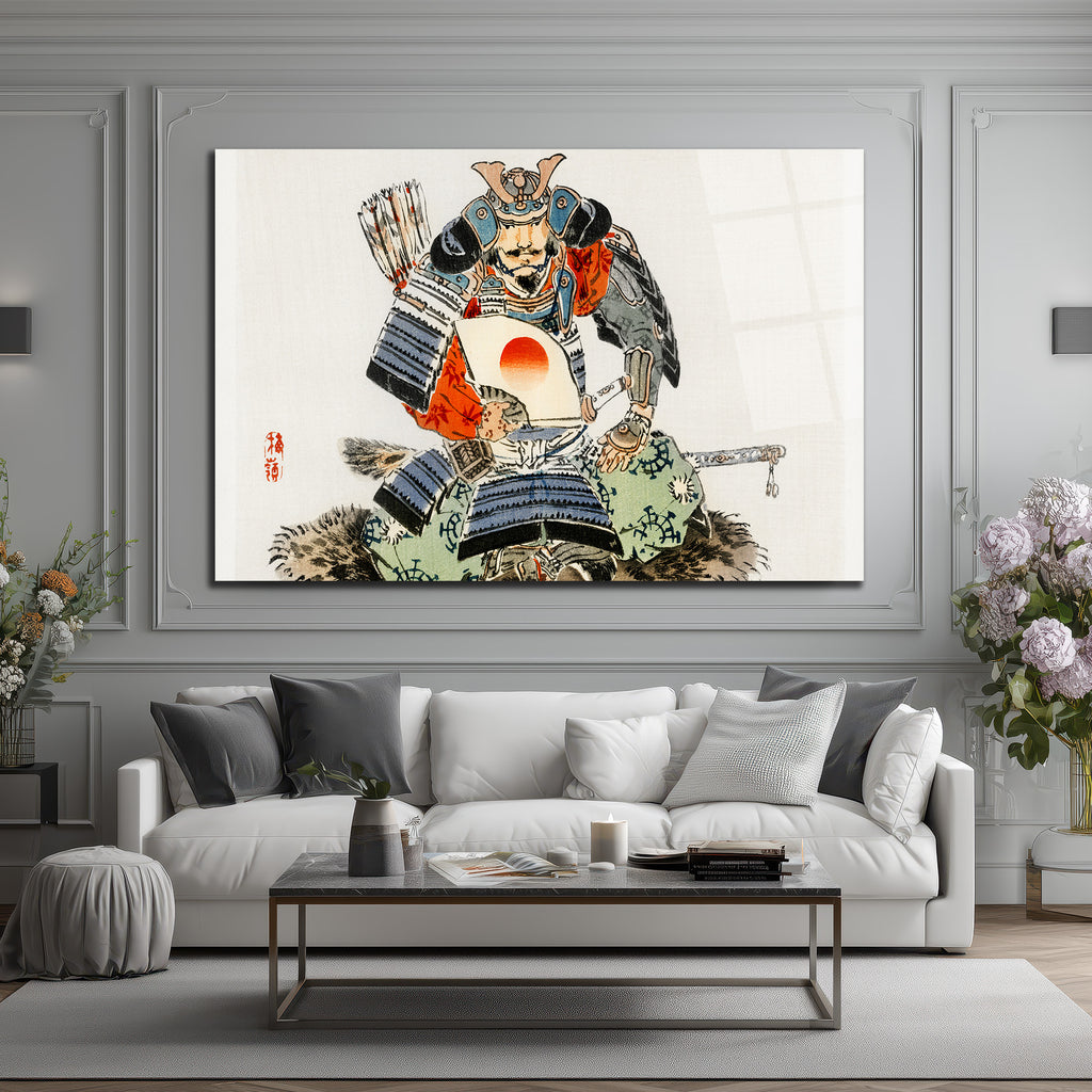 Samuray Savaşçısı Ukiyo-e Japon Sanatı Cam Tablo