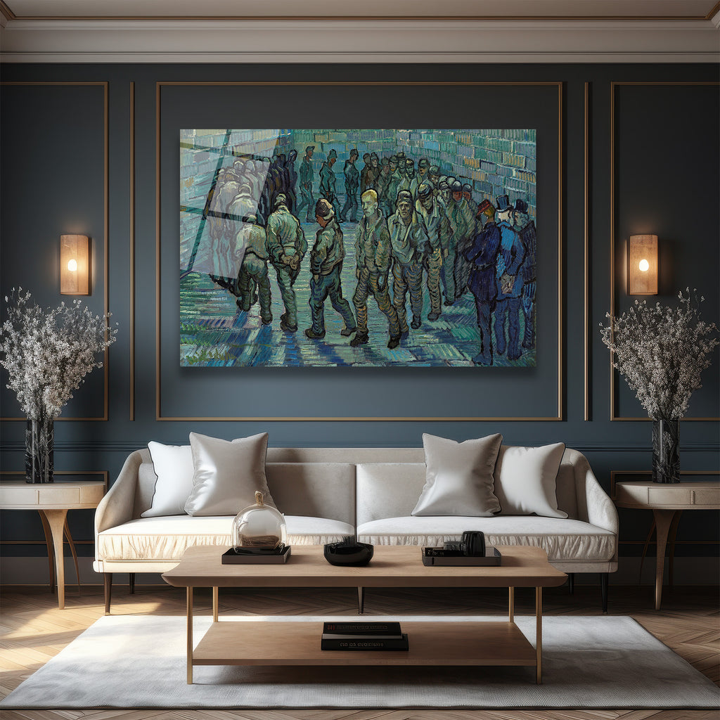 Van Gogh Mahkumlar Dairesi Cam Tablo - Sanatsal Duvar Dekoru