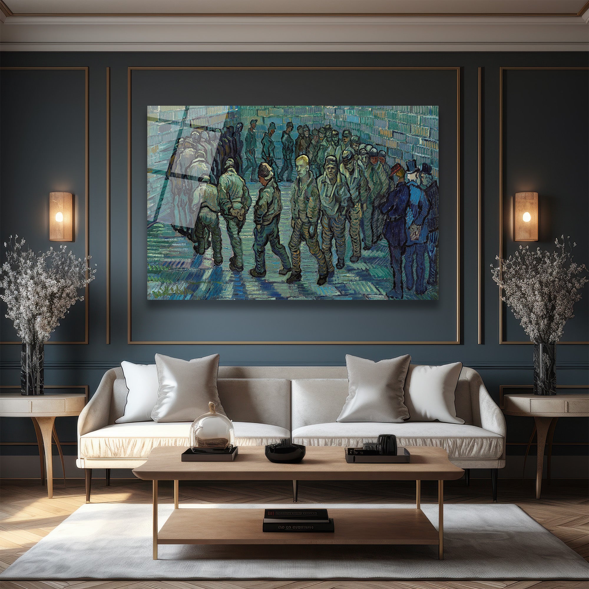 Van Gogh Mahkumlar Dairesi Cam Tablo - Sanatsal Duvar Dekoru