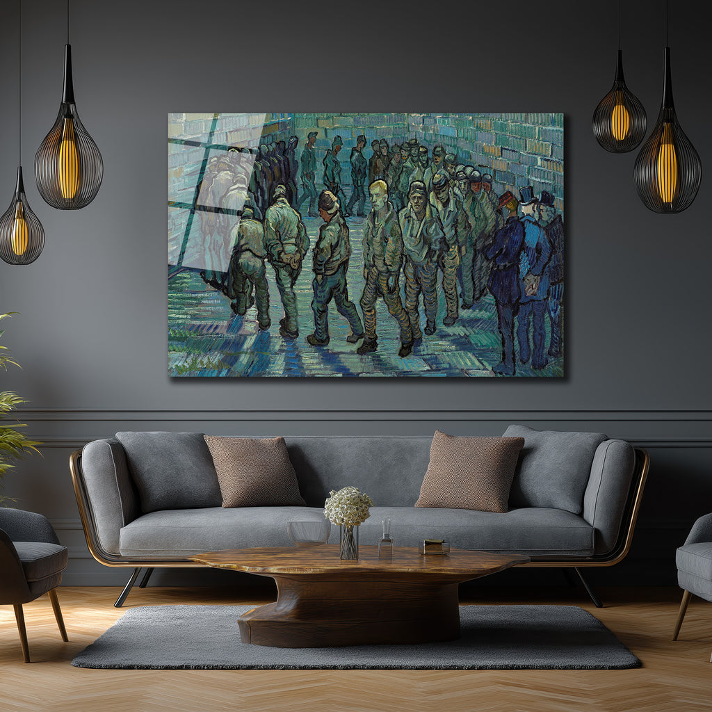 Van Gogh Mahkumlar Dairesi Cam Tablo - Sanatsal Duvar Dekoru