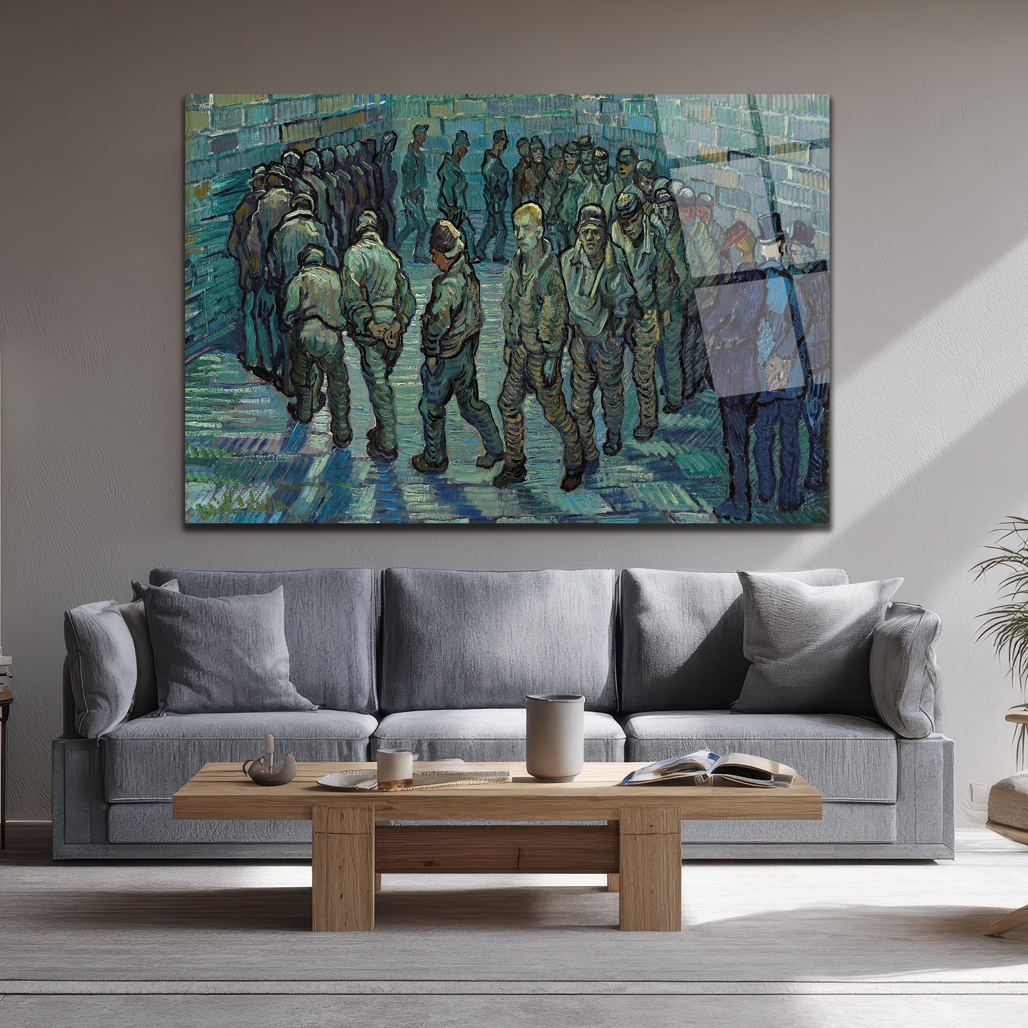 Van Gogh Mahkumlar Dairesi Cam Tablo - Sanatsal Duvar Dekoru