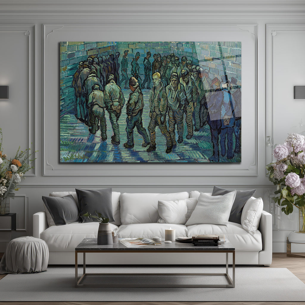 Van Gogh Mahkumlar Dairesi Cam Tablo - Sanatsal Duvar Dekoru