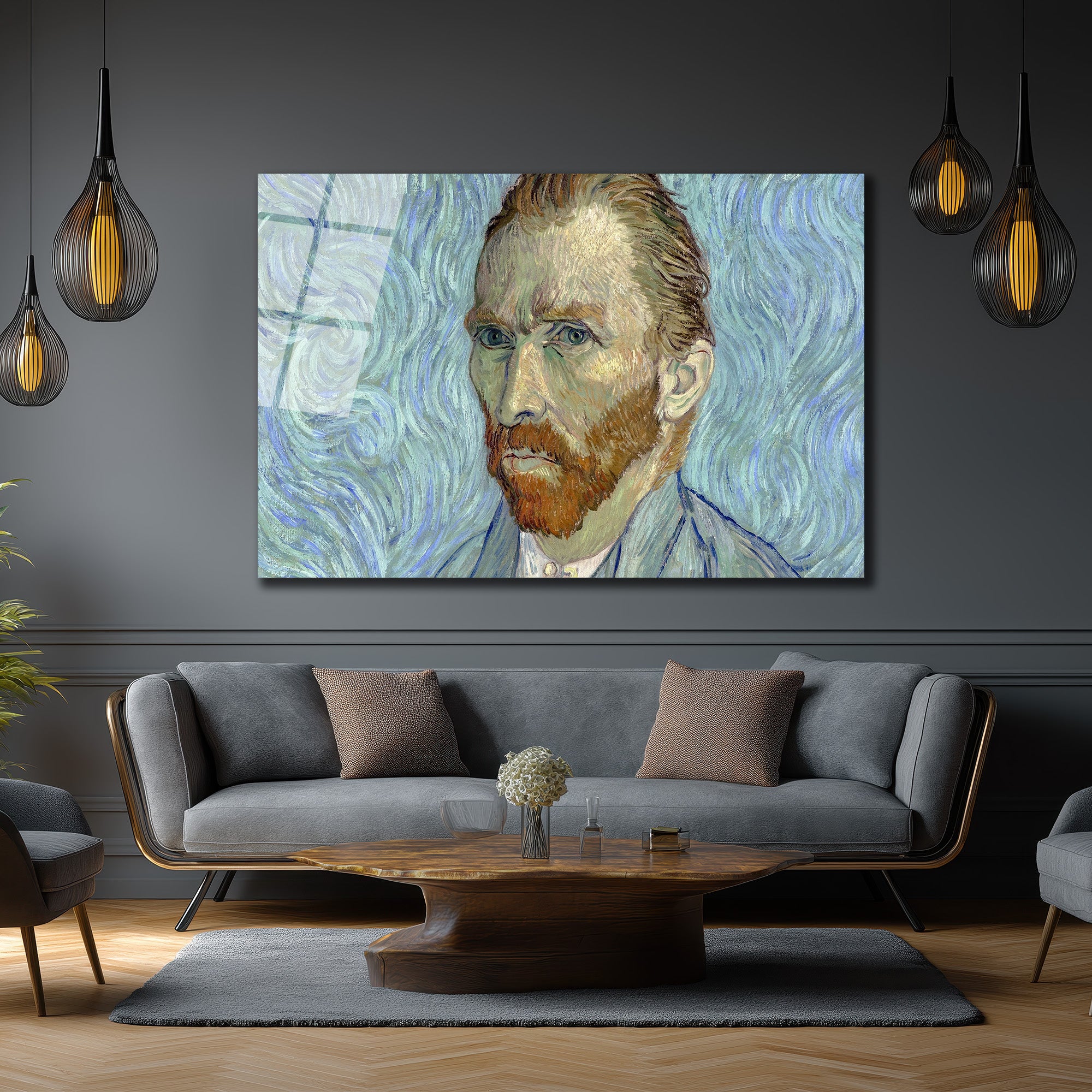 Van Gogh Otoportre Cam Tablo - Yoğun Bakışların Sanatsal Yansıması