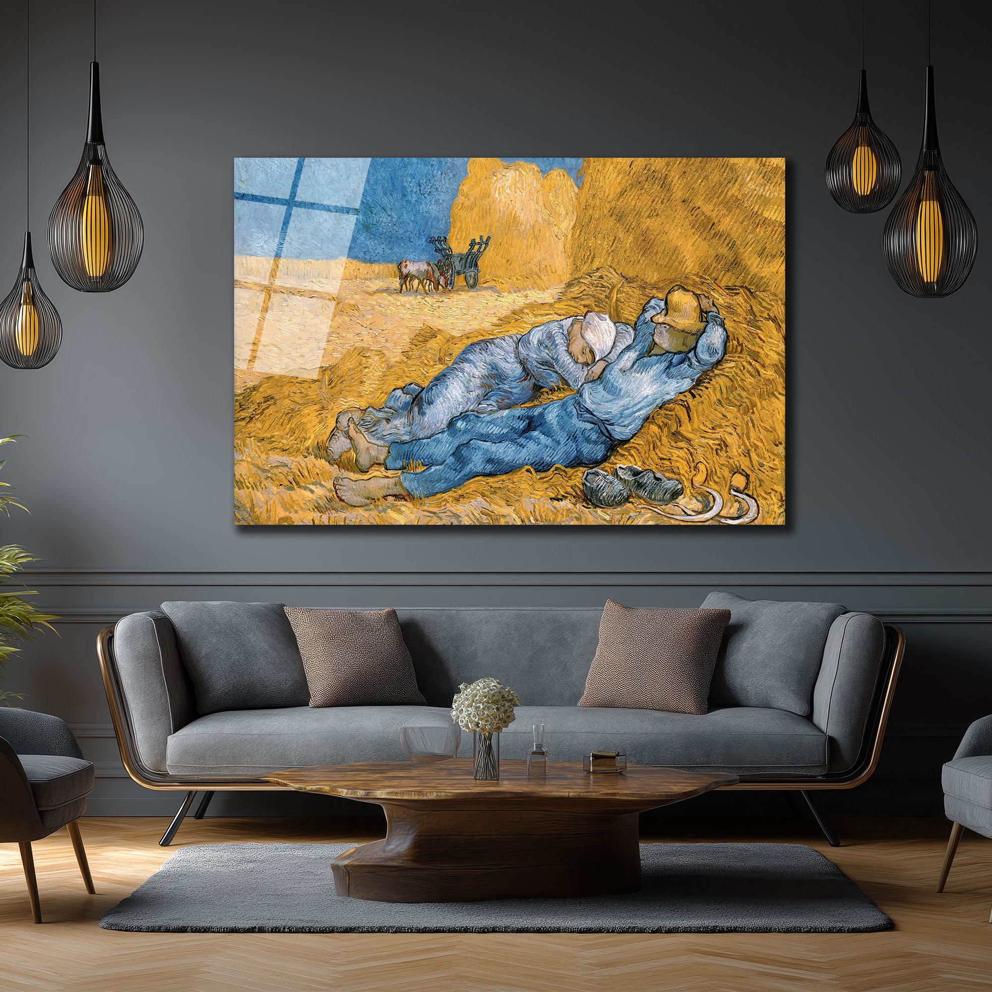Van Gogh Siesta Cam Tablo: Huzurun Altın Dokunuşu