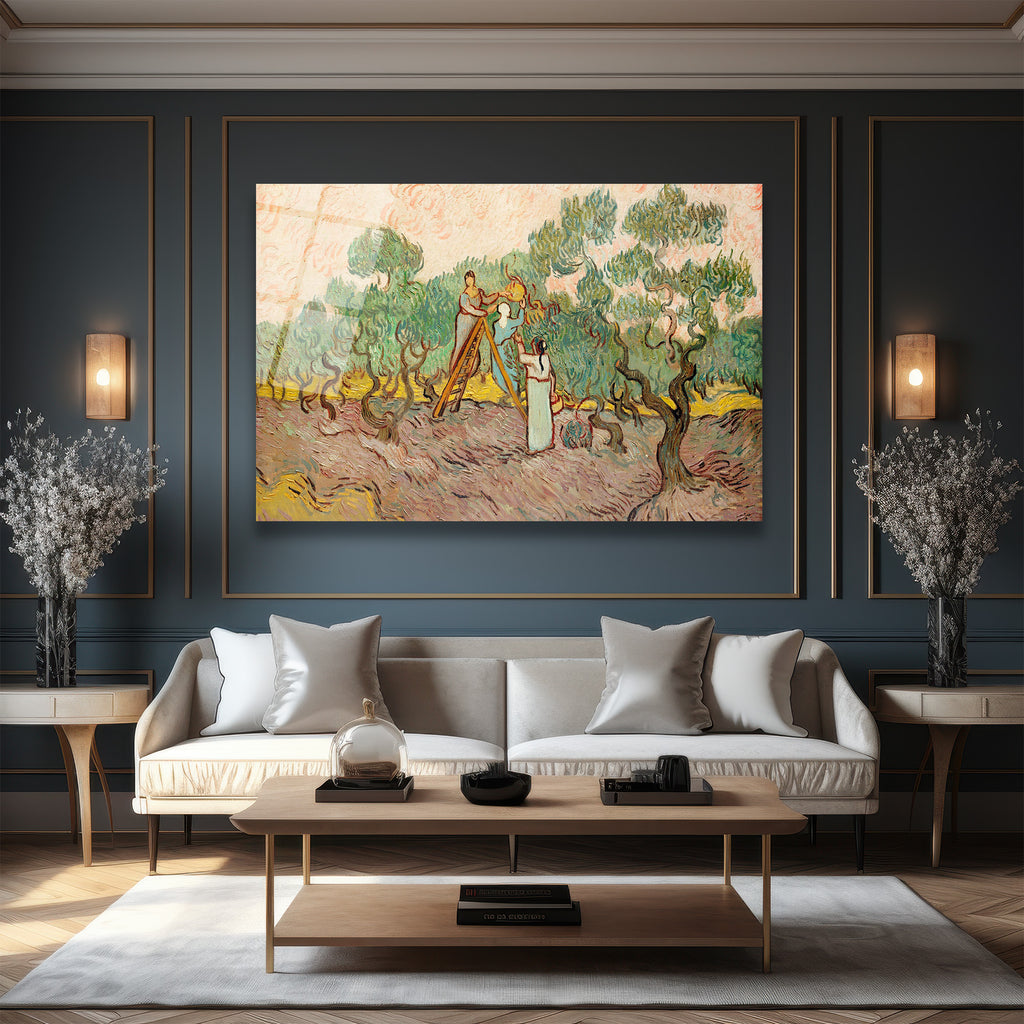 Van Gogh Zeytin Ağaçları Cam Tablo - Sanatsal Hasat