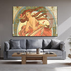 Art Nouveau Zarafeti: Kızıl Saçlı Kadın Cam Tablo