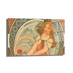 Art Nouveau Zarafeti: Alphonse Mucha Tarzı Cam Tablo