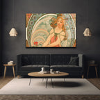 Art Nouveau Zarafeti: Alphonse Mucha Tarzı Cam Tablo
