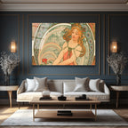Art Nouveau Zarafeti: Alphonse Mucha Tarzı Cam Tablo
