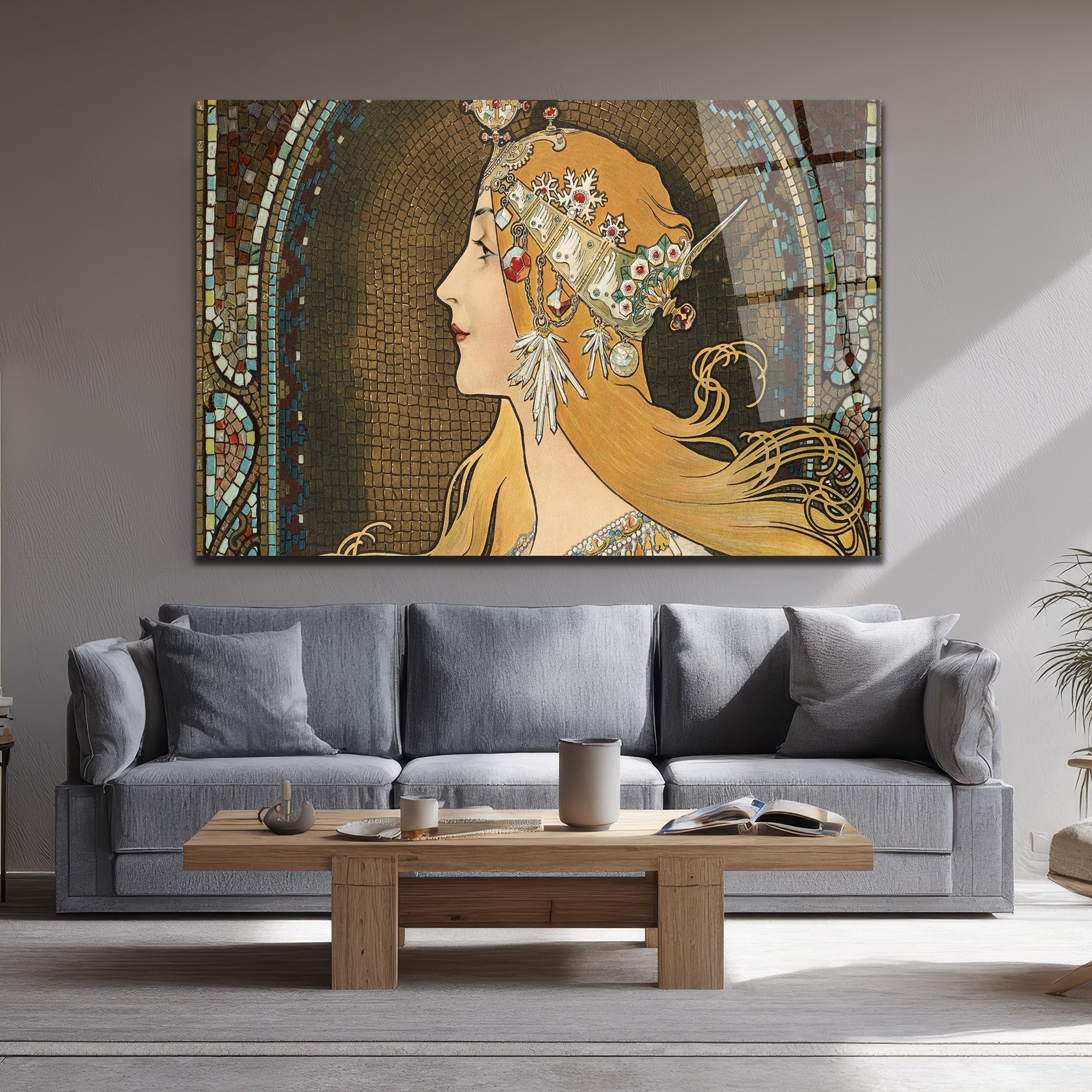Art Nouveau Zarafeti: Mucha Esintili Kraliçe Cam Tablo