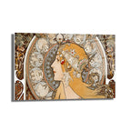 Art Nouveau Zodyak Güzeli Cam Tablo