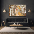 Art Nouveau Zodyak Güzeli Cam Tablo