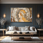 Art Nouveau Zodyak Güzeli Cam Tablo