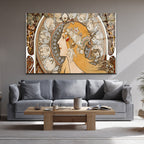Art Nouveau Zodyak Güzeli Cam Tablo