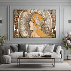 Art Nouveau Zodyak Güzeli Cam Tablo