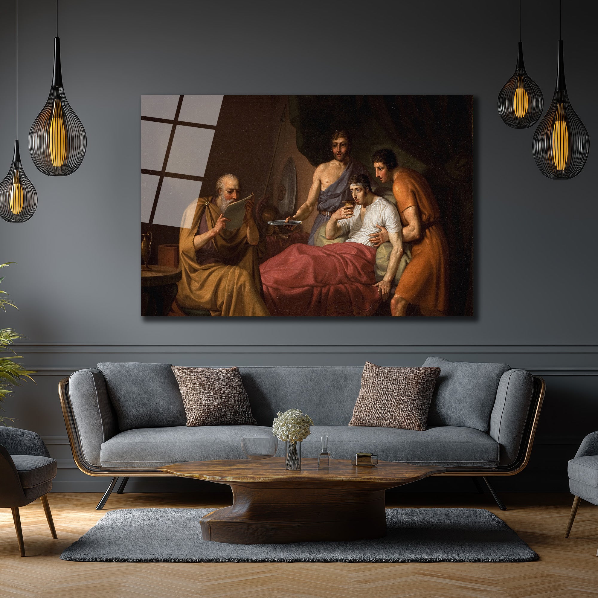 Sokrates'in Ölümü: Jacques-Louis David Klasik Cam Tablo